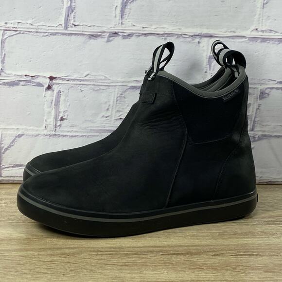 XTRATUF Leather Ankle Deck Boot Men's Size 9 Black Waterproof Slip On Shoes - Picture 3 of 9